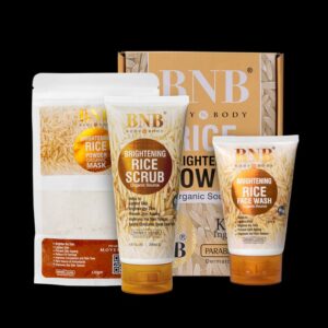 BNB rice kit face wash scrub brightening rice powder mask