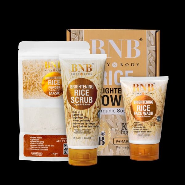 BNB rice kit face wash scrub brightening rice powder mask